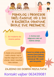 Časovi za osnovce od 1 do 6 razreda. - Obrazovanje - Crna Gora